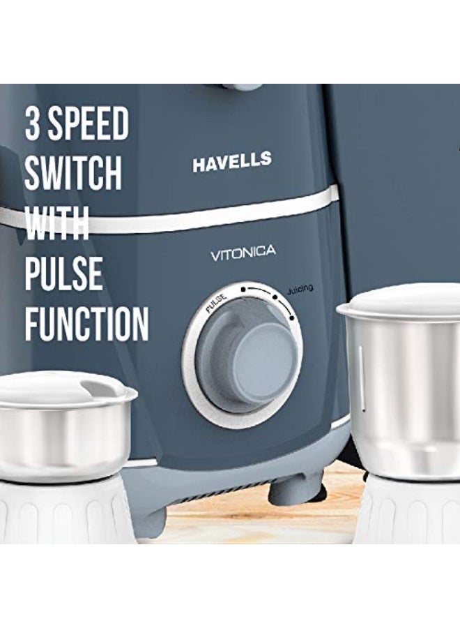 Havells Click to see full view Product Image Product Video 2 VIDEOS Product Image Product Image Product Image Product Image Product Image5+  Ask Rufus  What materials is it made of?   Does it have different speed settings?   Is it easy to clean?   Ask something else Havells Vitonica 500Watts Juicer Mixer Grinder with 3 Bigger Size Jars | Rust Resistant 304SS Sieve | Large Size Pulp Container | 1.75 Ltr Break Resistant Jar | 5 Yr Motor Manufacturer Warranty (Blue) - Image 2